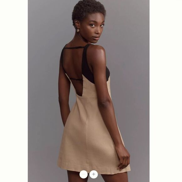 By Anthropologie Sleeveless Linen Wrap Mini Dress - Picture 3 of 4